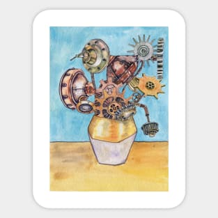 Steampunk style sunflowers van gogh style Sticker